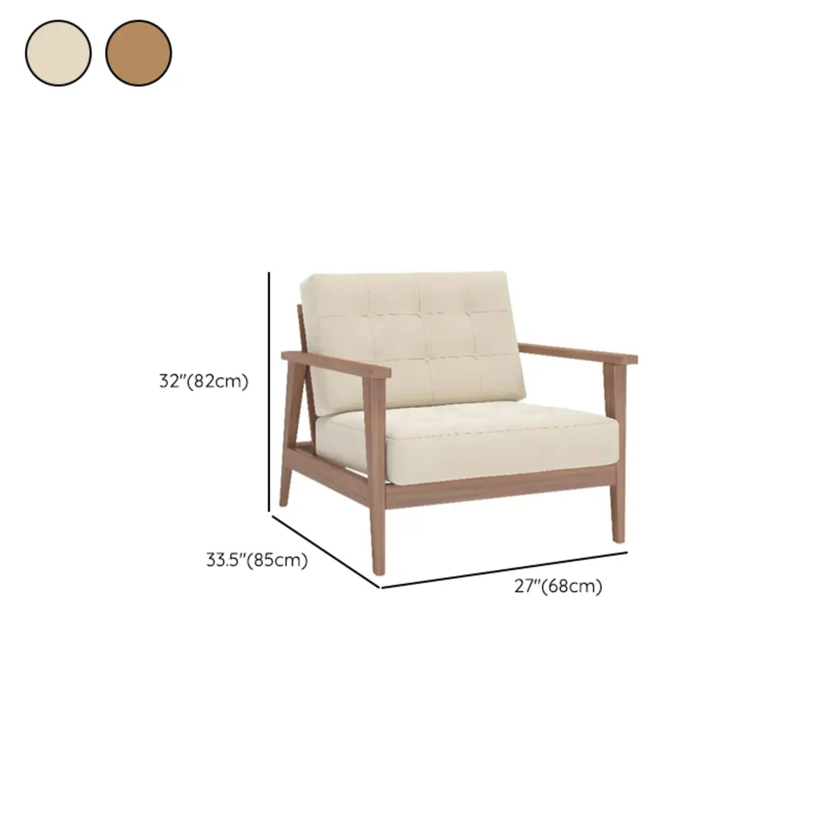 Faux Square Arm Tufted Back Lounge Chair