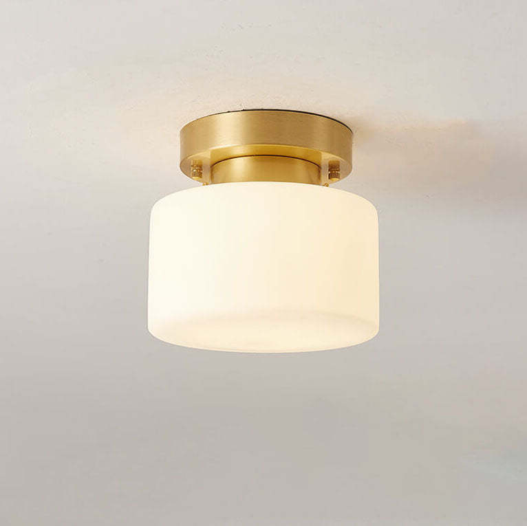 Minimalist Drum Glass Copper Ceiling Light