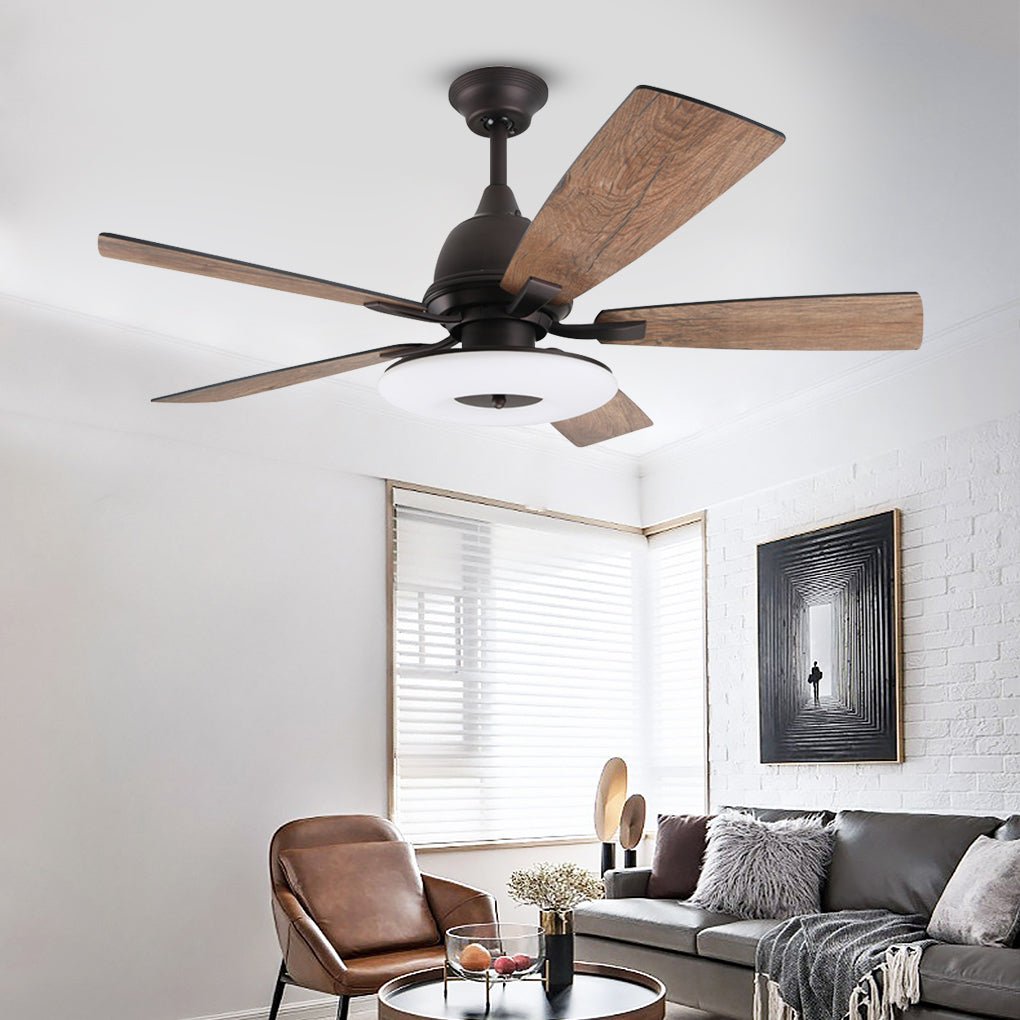 52 Inch Creative Nordic Retro Ceiling Fan Lamp with Light Source Remote Control-Lighom