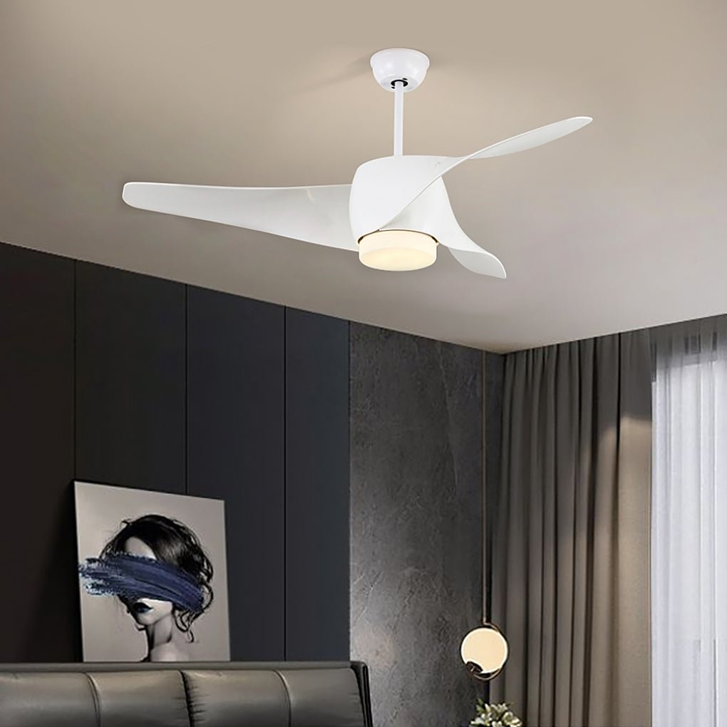 White synthetic 3-color intelligent ceiling fans - modern
