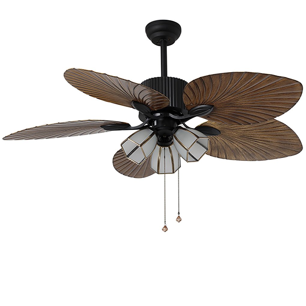 52" Leaf Blade 12W LED Rustic Inverter Ceiling Fan Light