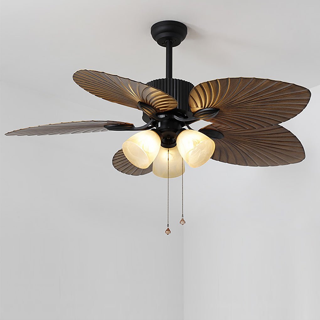 52" Leaf Blade 12W LED Rustic Inverter Ceiling Fan Light