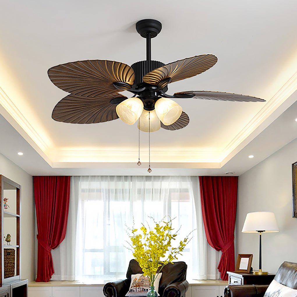 52" Leaf Blade 12W LED Rustic Inverter Ceiling Fan Light