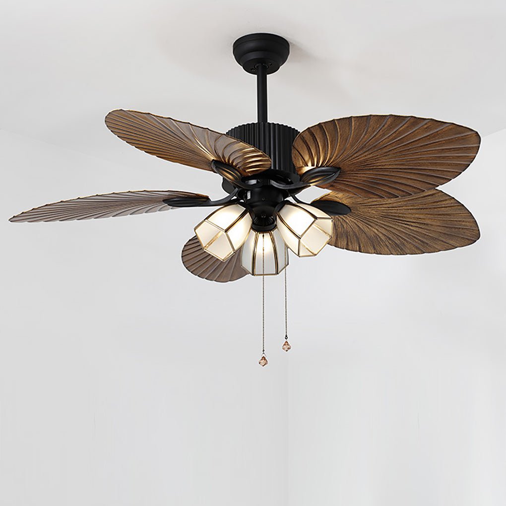 52" Leaf Blade 12W LED Rustic Inverter Ceiling Fan Light