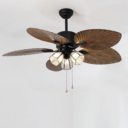 52" Leaf Blade 12W LED Rustic Inverter Ceiling Fan Light