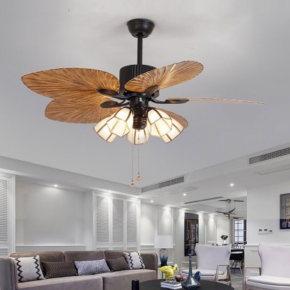 52" Leaf Blade 12W LED Rustic Inverter Ceiling Fan Light