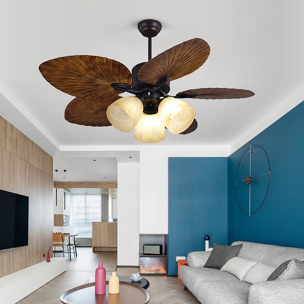 52" Leaf Blade 12W LED Rustic Inverter Ceiling Fan Light