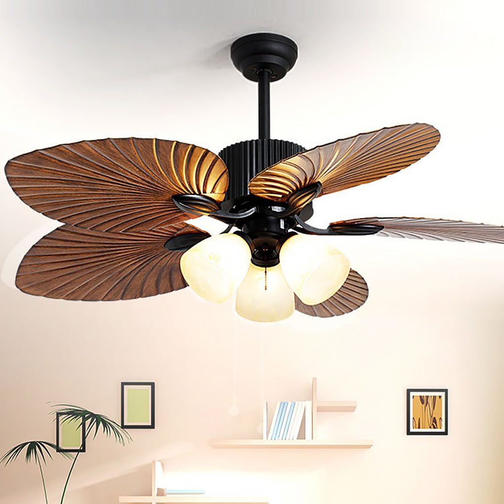 52" Leaf Blade 12W LED Rustic Inverter Ceiling Fan Light