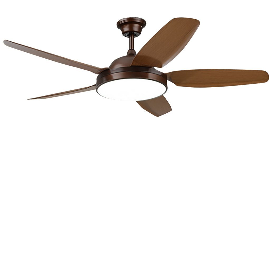 52 Inches Variable Frequency Dimming Remote Control Led Wood Blades Ceiling Fan Light-Lighom