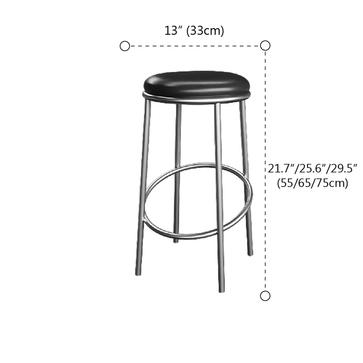 Modern Counter Height Faux Leather Backless Bar Stool