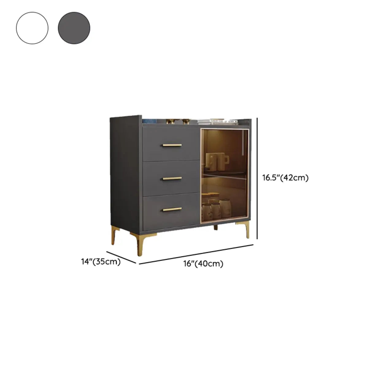 Composite Gray Wood Clear Door Buffet Table