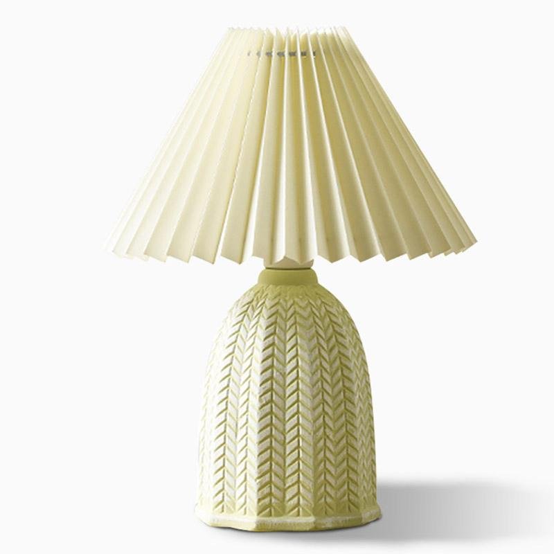 Vintage Tapered Pleated Linen Shade Ceramic 1-Light Table Lamp-Lighom
