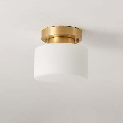 Minimalist Drum Glass Copper Ceiling Light