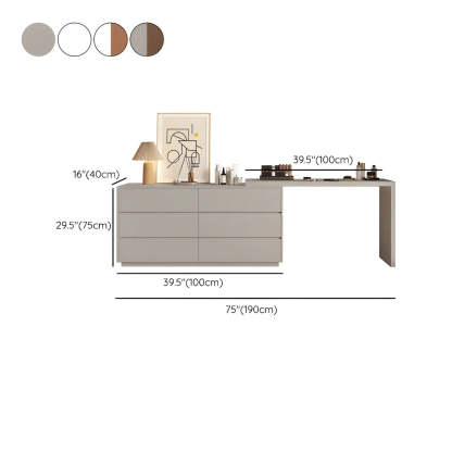 Large Off-White Wood Vanity with Drawers