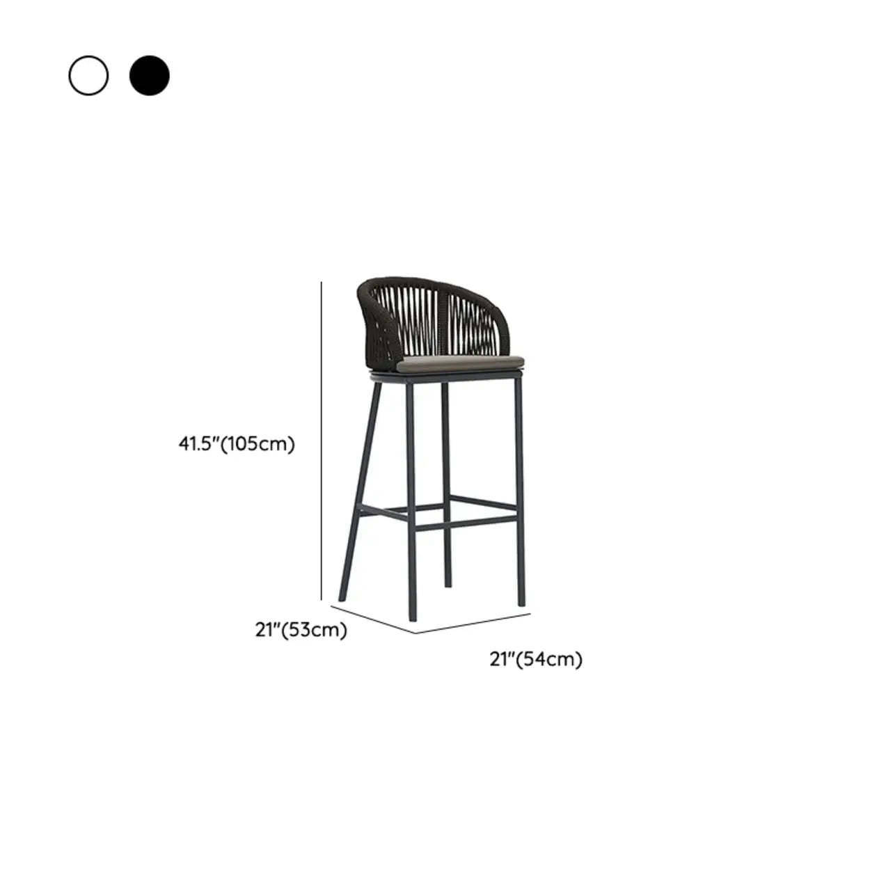 Outdoor Rattan Faux Leather Bucket Bar Stool with Arms