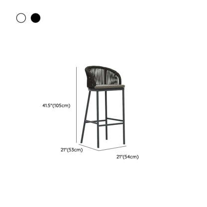 Outdoor Rattan Faux Leather Bucket Bar Stool with Arms