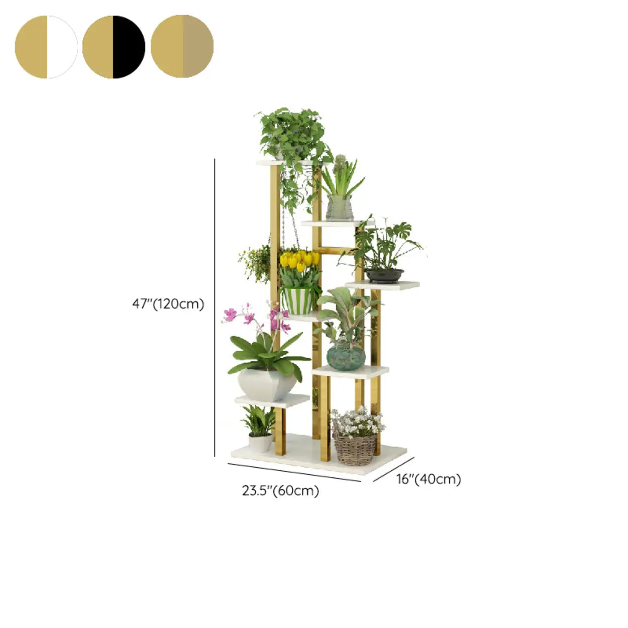 Gold 5-Tier Rectangle Wood Indoor Plant Stand