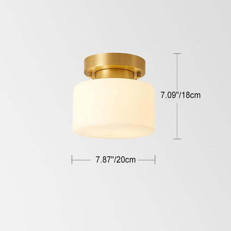 Minimalist Drum Glass Copper Ceiling Light