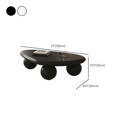 Black Manufactured Wood Triangle Ball Base Coffee Table
