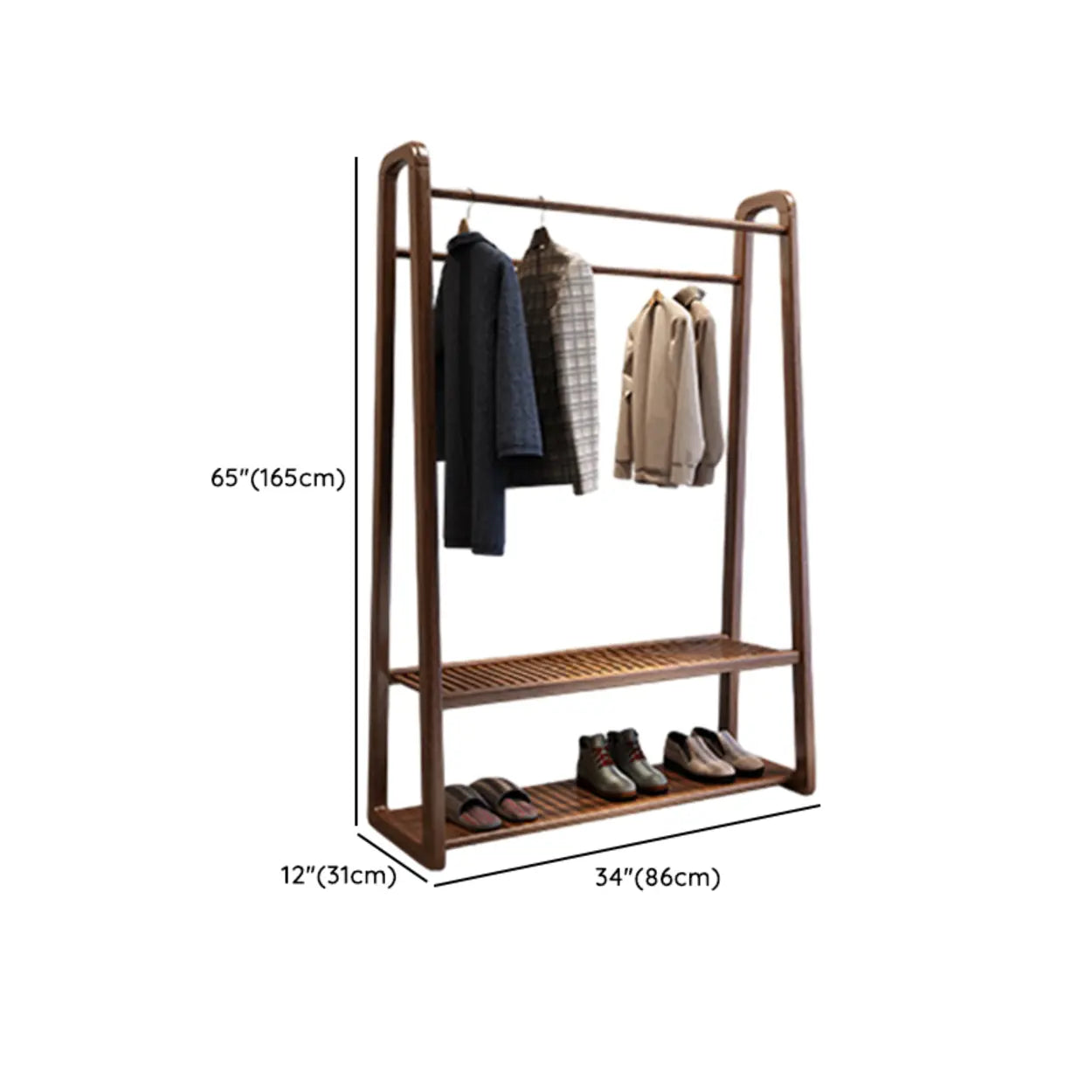 Brown Wood Freestanding Coat Rack with Mirror