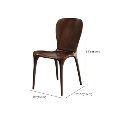 Brown Sleek Curved-Back Wood Armless Dining Chair