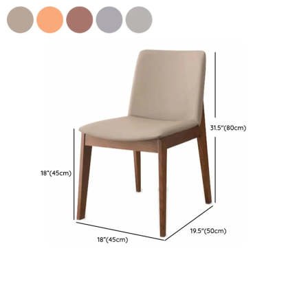 Khaki Rectangle Backrest Faux Leather Wood Dining Chair