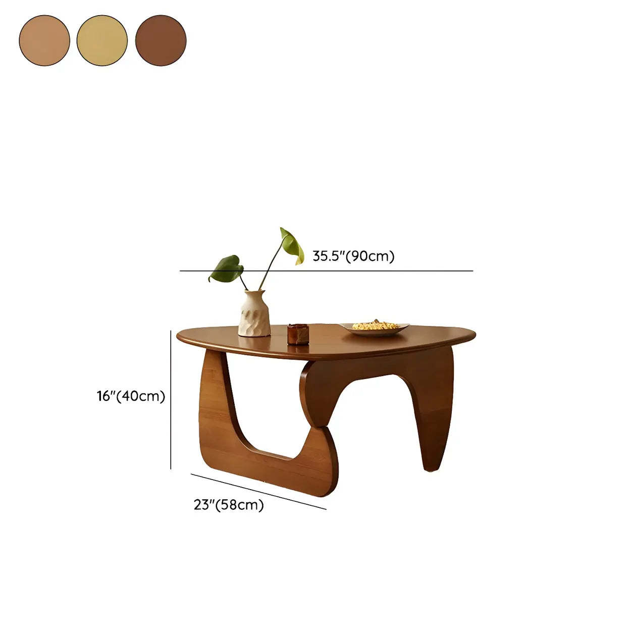 Wood Triangle Coffee Table with Abstract Base