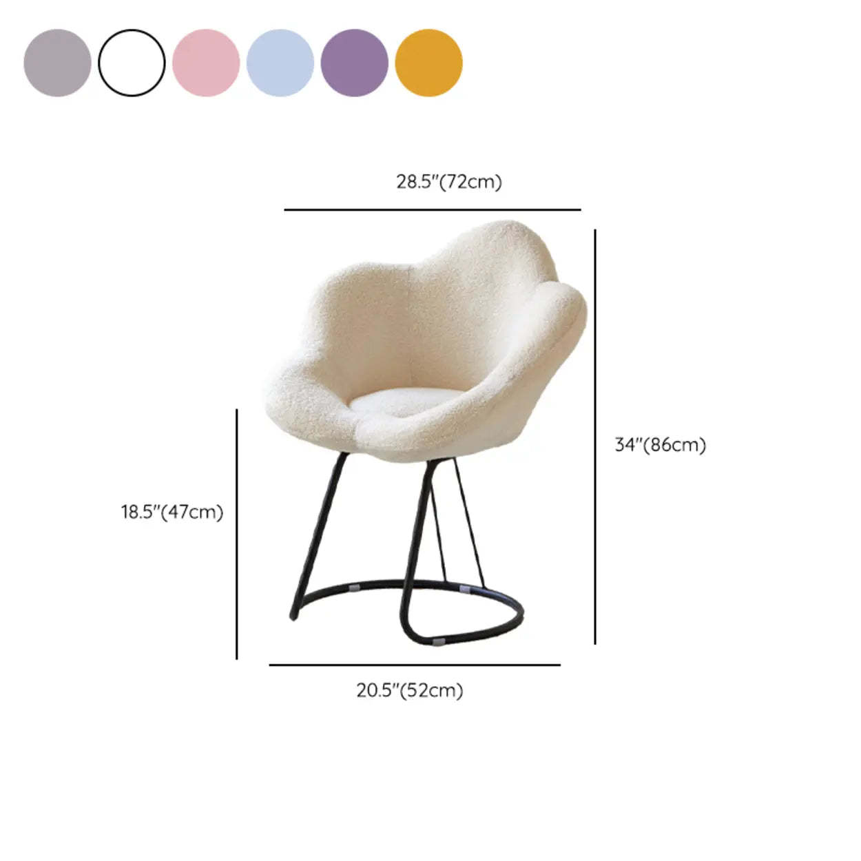 White Flower-Shaped Faux Fur Swivel Vanity Stool