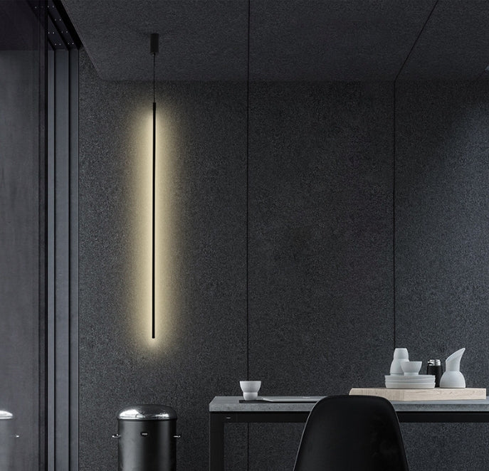 Minimalist Adjustable Long Line LED Pendant Light — White Light (5000K) / Black