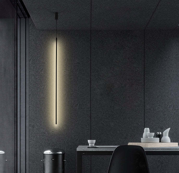 Minimalist Adjustable Long Line LED Pendant Light — White Light (5000K) / Black