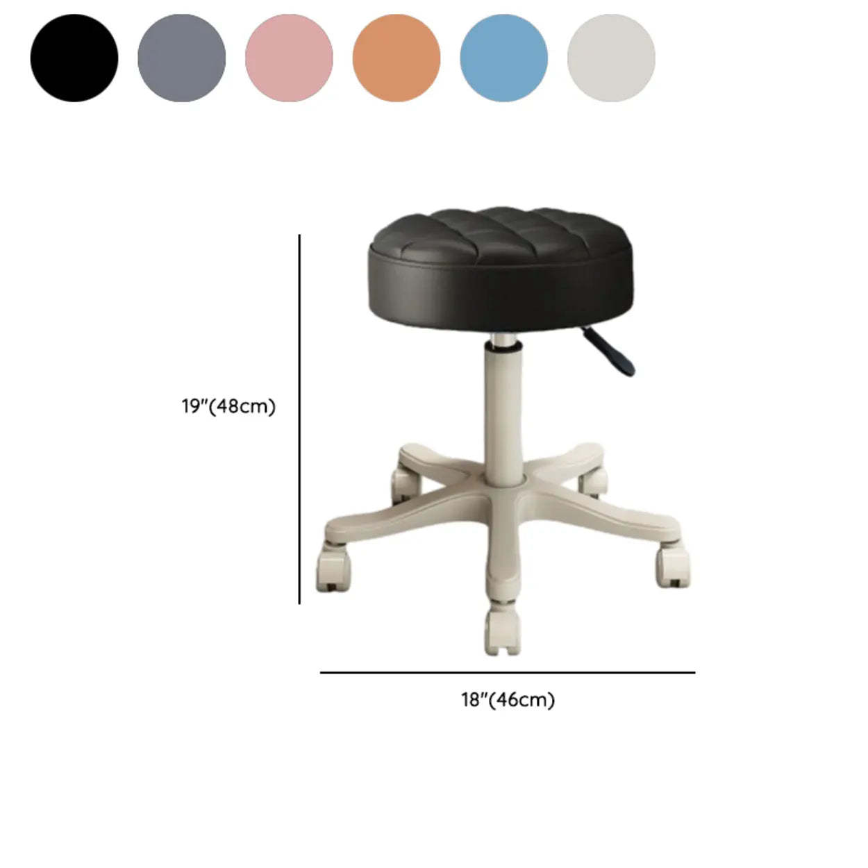 Round Leather Swivel Bar Stool on Wheels