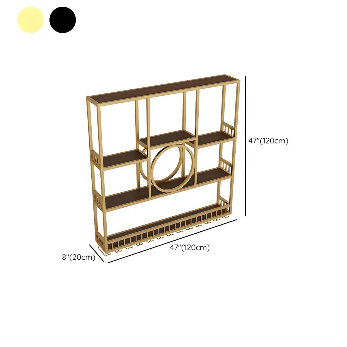 Black Rectangular Metal Floating Wine Rack with Glass Holder