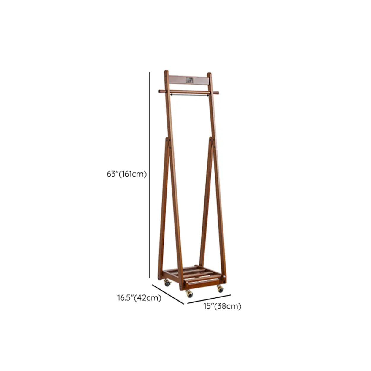 Brown A-Frame Wood Hall Tree with Basket