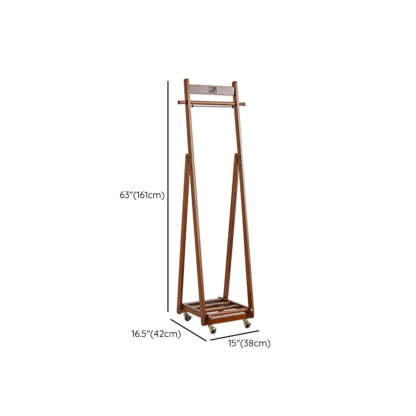 Brown A-Frame Wood Hall Tree with Basket