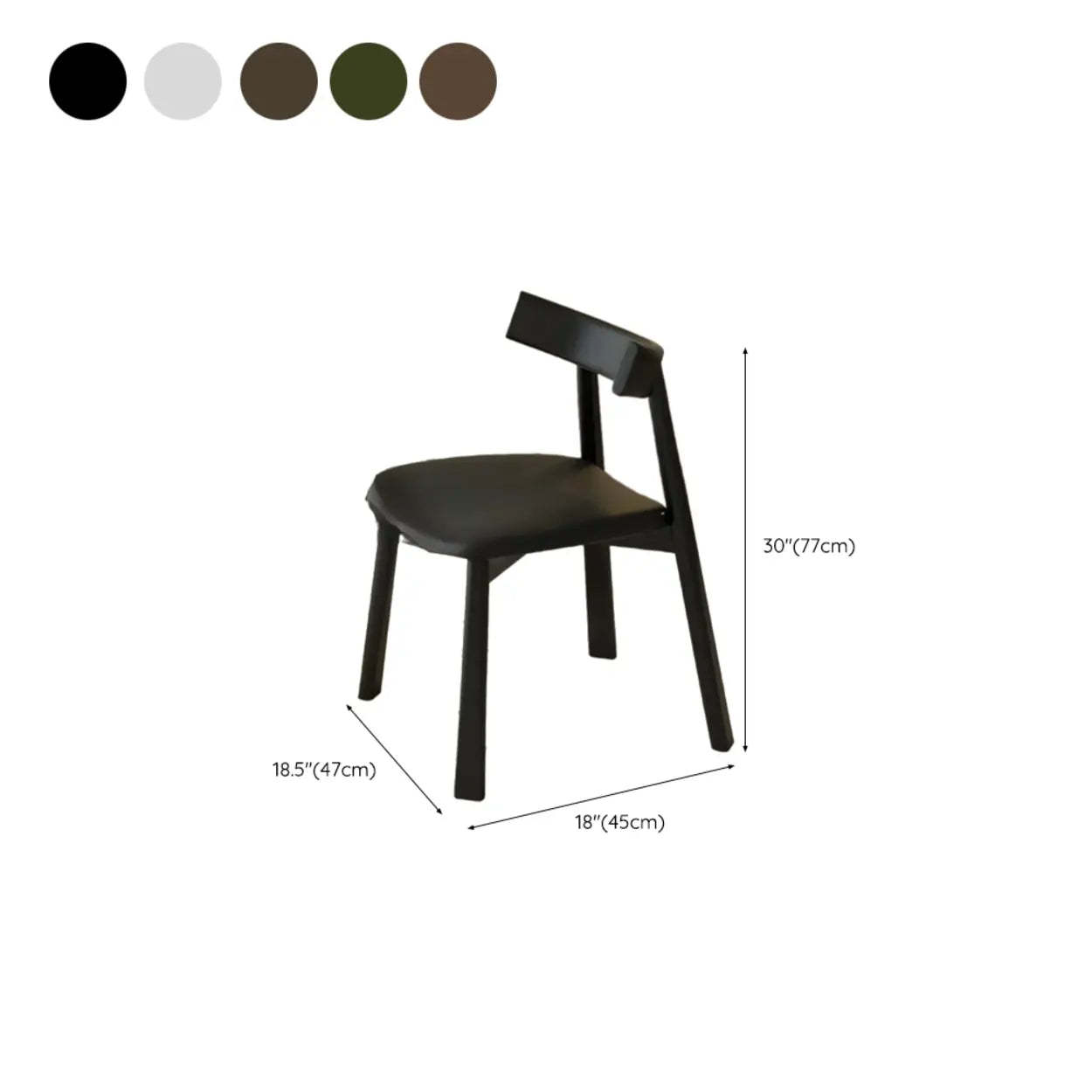 Black Curved-Back Upholstered Wood Dining Chair