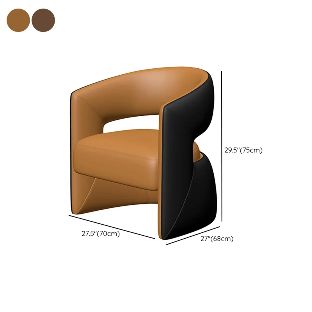 Coffee Stain-Resistant Nappa Curved-Back Arm Chair