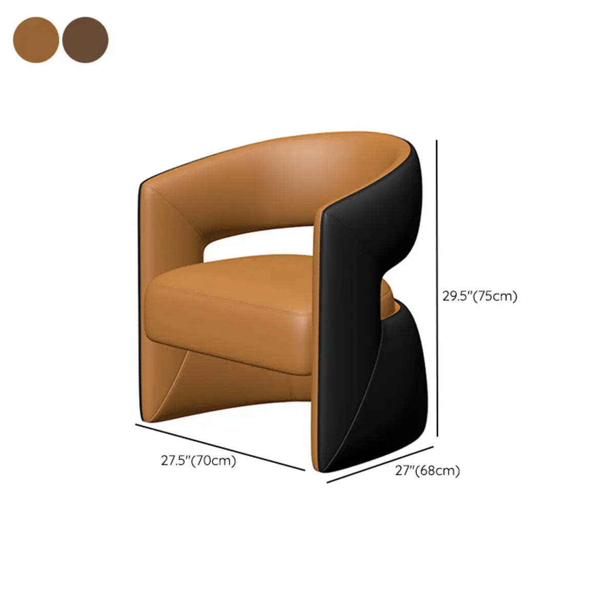 Coffee Stain-Resistant Nappa Curved-Back Arm Chair