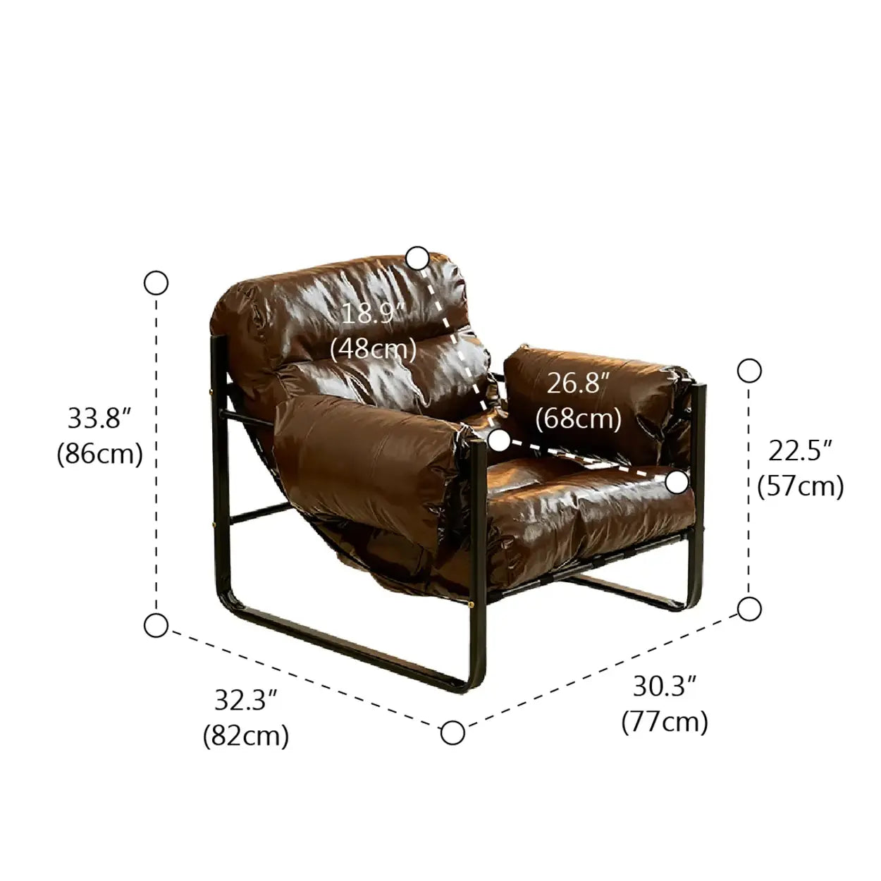 Mid-Century Leather Cushion-Back Accent Chair
