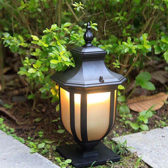 European Vintage Glass Aluminum Cage Outdoor Landscape Light