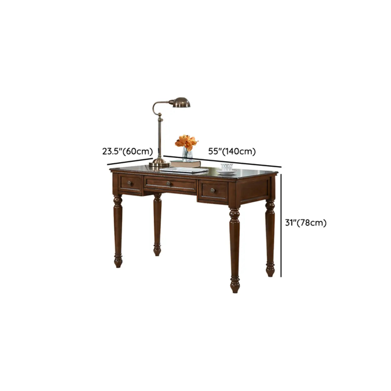 Brown Wood Computer Desk with Drawers