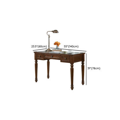 Brown Wood Computer Desk with Drawers