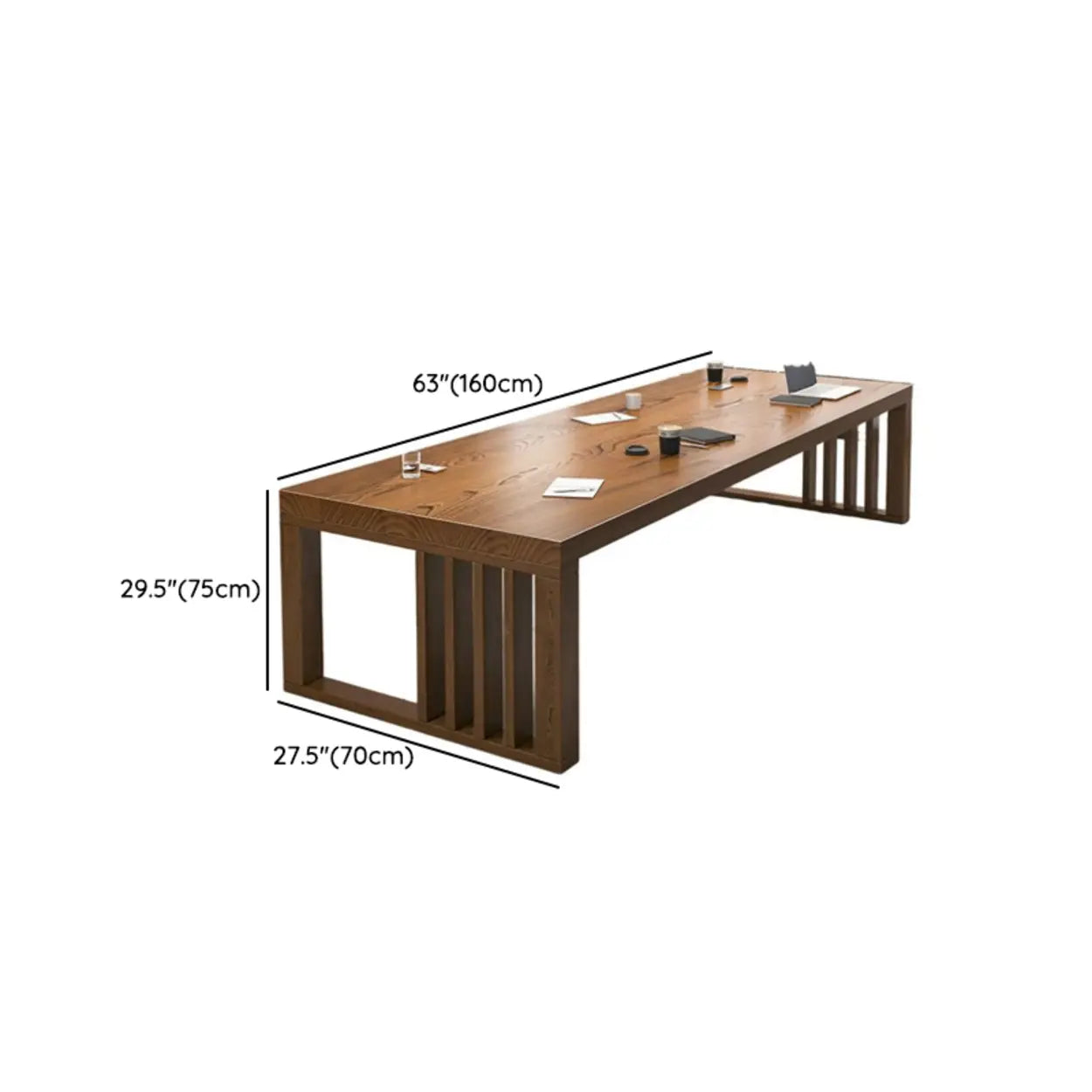 Brown Wood Boardroom Multi-Person Desk — Table Only