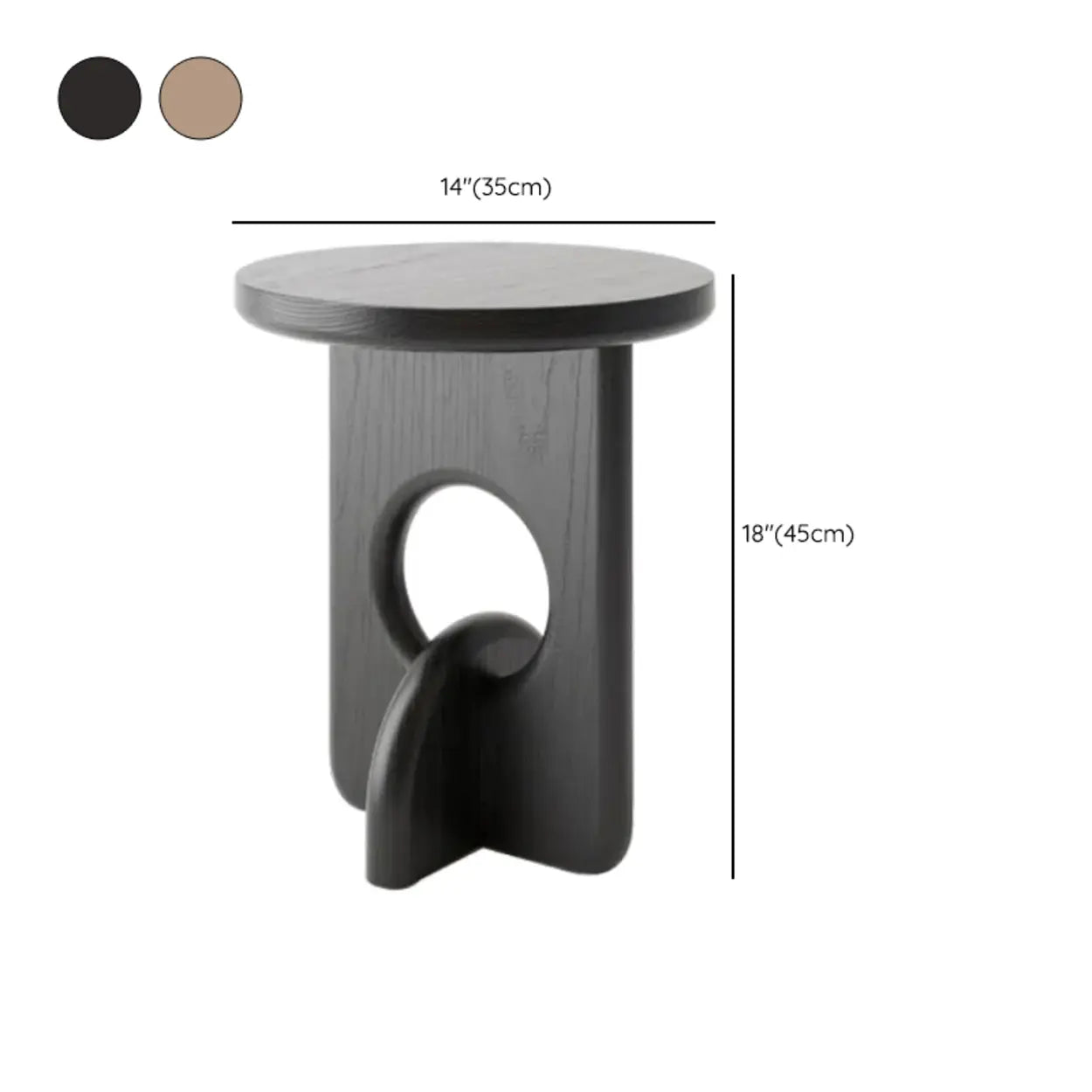 Scandinavian Abstract Base Round Wood Side Table