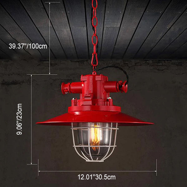 Industrial Vintage Blast Iron Cage Pendant