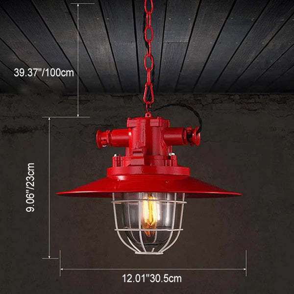 Industrial Vintage Blast Iron Cage Pendant