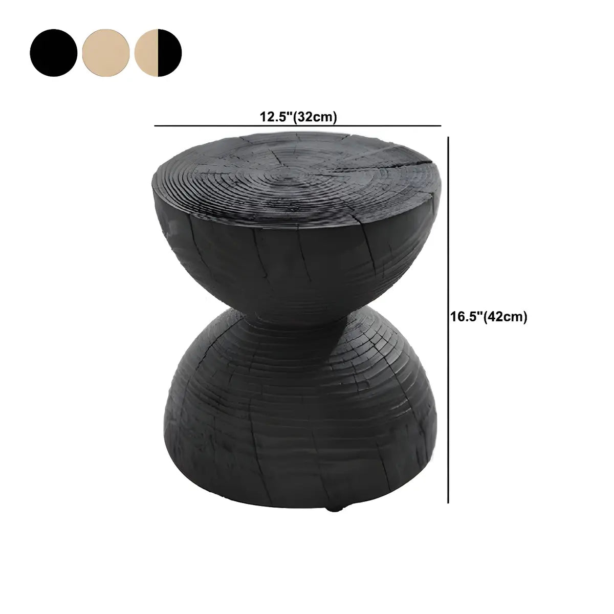 Hourglass Pine Wood Natural Side Table