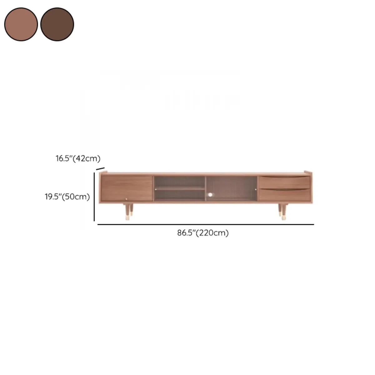 Dark Walnut Wood Drawer Shelf Cabinet TV Stand