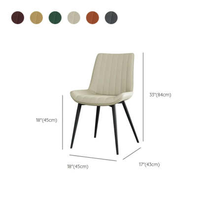 Modern Green Leather Dining Chair with Metal Legs