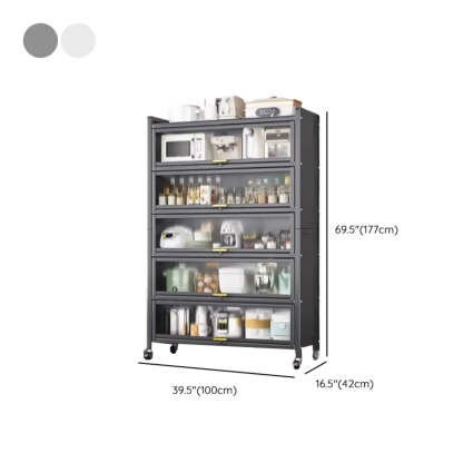 Gray Steel Dining Hutch China Cabinet