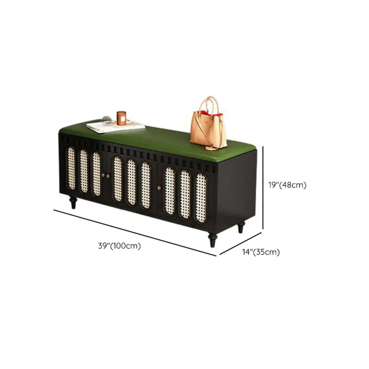 Modern Entryway Storage Bench with Cushion and Drawers